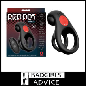 Red Dot Rings | V2 Vibrating Usb Remote Cock Ring 10.2cm Silicone 10 Speeds Black