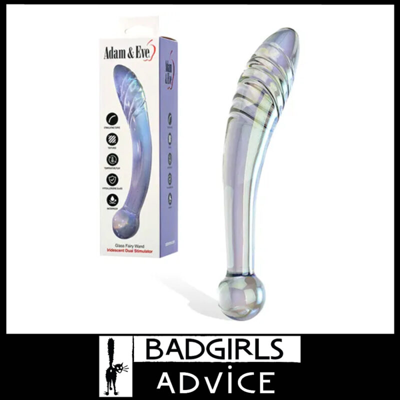 Adam & Eve Fairy Wand Carnival Glass Curved Unisex 22cm Borosilicate Probe Clear