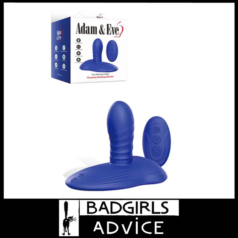 Adam & Eve | The Midnight Rider 3 Thrusts 9 Vibrates Remote Usb 6.1" x 4.75" Blue