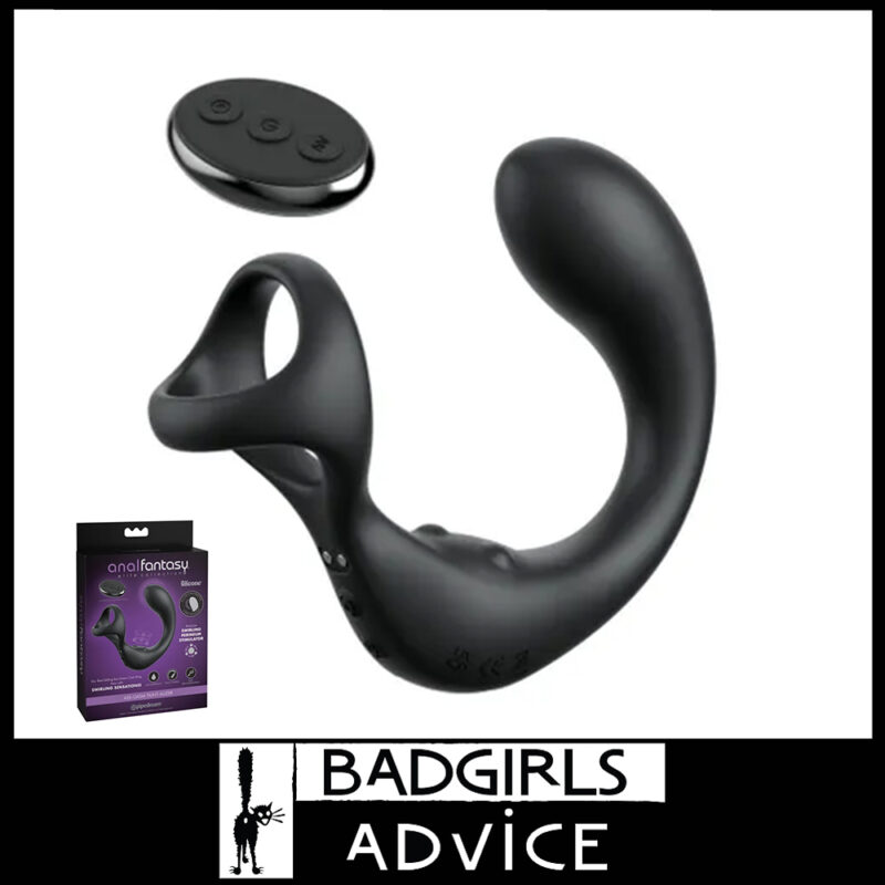 Anal Fantasy Elite Ass-Gasm Taint-alizer Usb Remote Prostate Vibrator Ring Swirls 5.5" Black