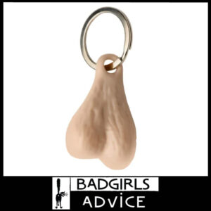 Big Ballers | Keyring Nuts Testicles Shaped Keychain 4.3cm x 2.8cm x 1.5cm Plastic | Metal Light Beige