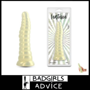 Fantasia | Nymph Shimmer Dildo Ribbed 18.8cm Tpe Jelly Feel Suction Cup Amber Yellow