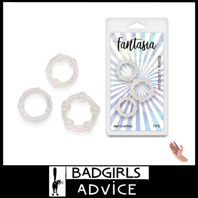 Fantasia | Intensity Rings Thin Beaded Shimmer Tpe Stretchy Up to 1.25" Cockring Set 3Pk Pearl Purple