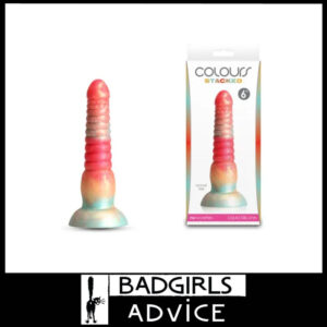 Colours Stacked | Dildo 6" Liquid Silicone Ribbed Unisex Dong Anal Plug Suction Cup Red/Gold