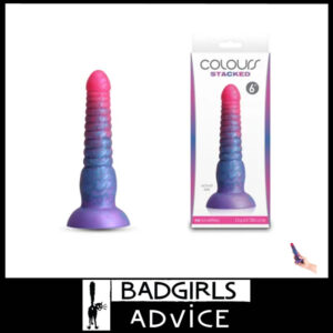 Colours Stacked | Dildo 6" Premium Silicone Ribbed Unisex Dong Anal Plug Suction Cup Pink/Blue