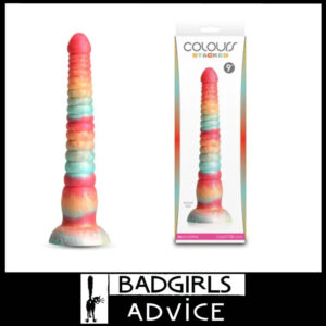 Colours Stacked | Dildo 9" Premium Silicone Ribbed Unisex Dong Anal Plug Suction Cup Red/Gold