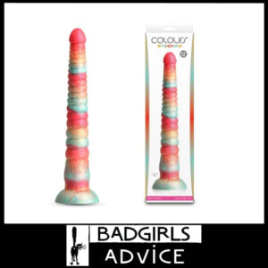 Colours Stacked | Dildo 12" Liquid Silicone Ribbed Unisex Dong Anal Plug Suction Cup Red/Gold
