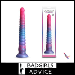 Colours Stacked | Dildo 12" Liquid Silicone Ribbed Unisex Dong Anal Plug Suction Cup Pink/Blue
