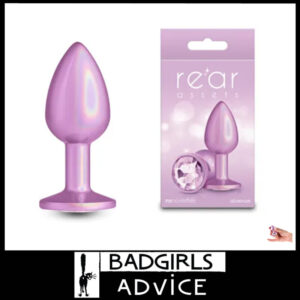Rear Assets | Anal Plug Iridescent Pink 7.1cm Aluminium Metal Round Gem Plug Small