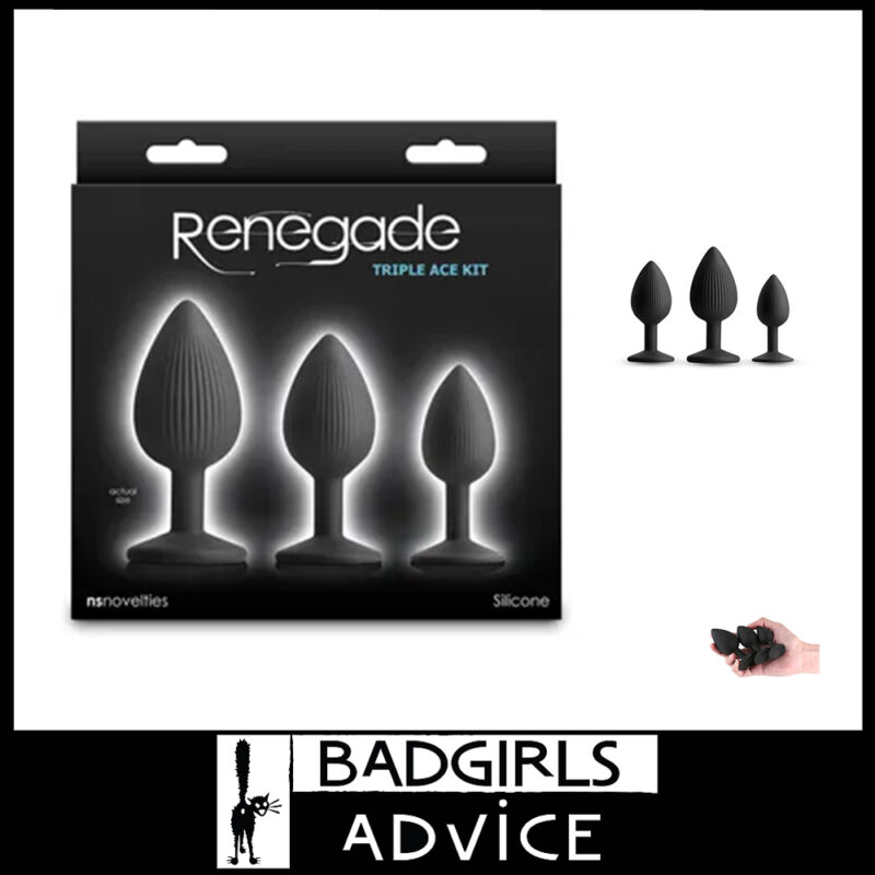 Renegade | Triple Ace 3 Kit Anal Plugs Training 7.3cm 8.4cm 9.7cm Silicone Suction Cup Base Black