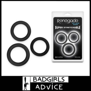 Renegade | Cock Ring Set 3pk Slim Penis Rings Stretchy 45mm 49mm 54mm | Silicone Black