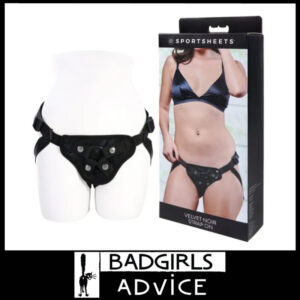 Sportsheets | Velvet Noir Strap On Up to 60" Waist Under Butt Straps 4 Way Adjust Pu Leather Black