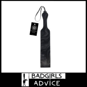 Sportsheets | Velvet Noir Loop Paddle Whip Spanker Pu Vegan Leather 42cm Marbled Grey Black