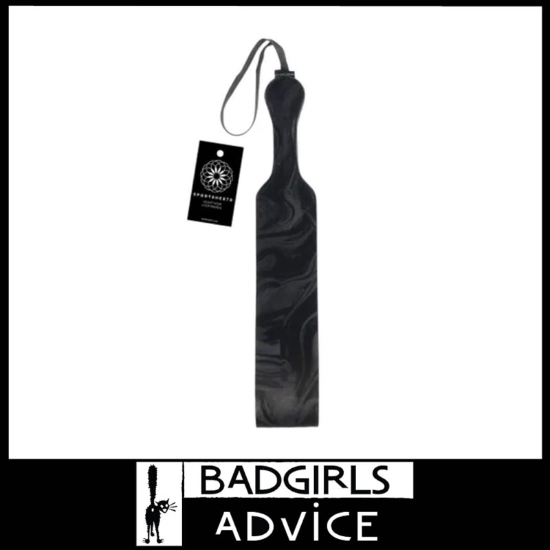 Sportsheets | Velvet Noir Loop Paddle Whip Spanker Pu Vegan Leather 42cm Marbled Grey Black