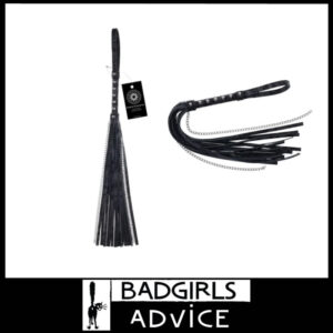 Sportsheets | Velvet Noir Chain Flogger Whip Hematite Chains 43cm Strands Black