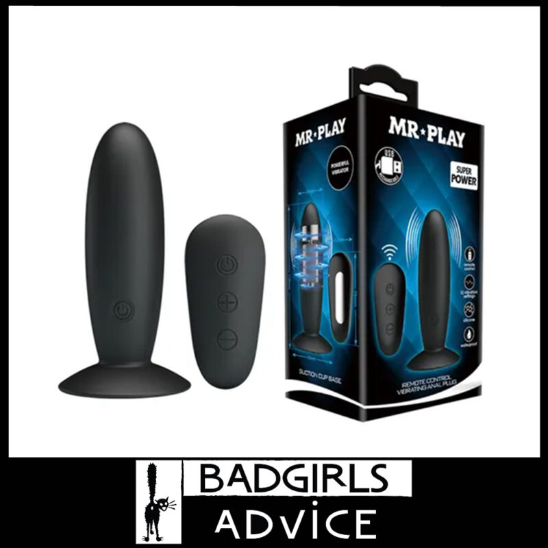 Mr Play | Powerful Vibrating Anal Plug 12 Speeds Remote 11cm Usb Silicone Black