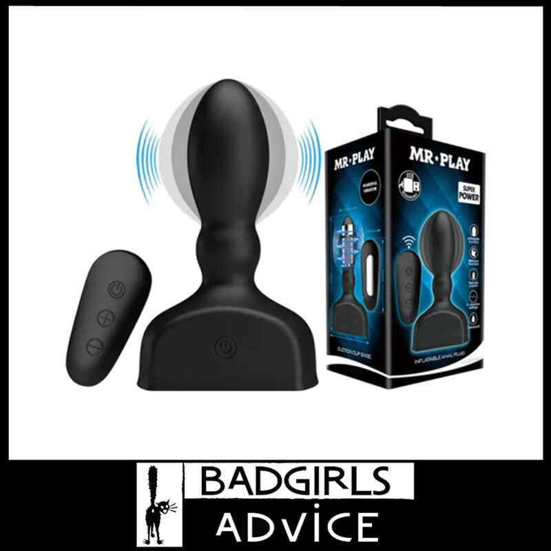 Mr Play | Inflatable Expander Usb Remote Anal Plug Vibrator 12 Speeds 11.8cm Black