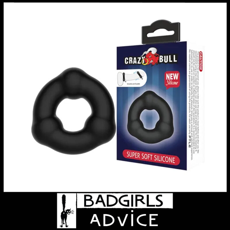 Crazy Bull | Penis Ring Liquid Silicone Stretchy and Comfortable Anti Rolling 5.4cm Beaded Cock Ring Black