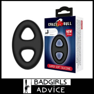 Crazy Bull | Penis Ring and Ball Ring Oval Soft Silicone 8.4cm x 5.3cm Stretchy Black