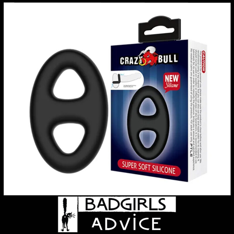 Crazy Bull | Penis Ring and Ball Ring Oval Soft Silicone 8.4cm x 5.3cm Stretchy Black