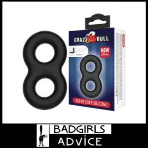 Crazy Bull | Penis Ring Double Donut Cock & Ball Ring Stretchy Silicone 8.5cm x 5cm Black