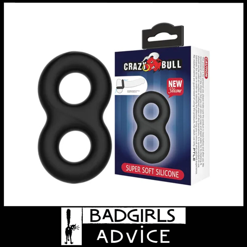 Crazy Bull | Penis Ring Double Donut Cock & Ball Ring Stretchy Silicone 8.5cm x 5cm Black