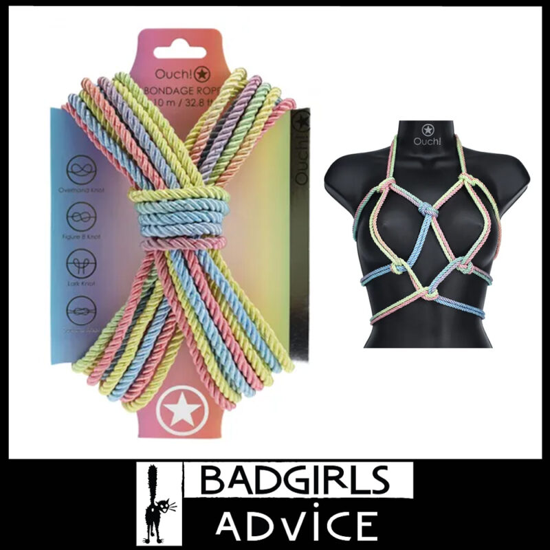 OUCH! | Bondage Rope 10 Metres 40% Polyester + 60% Cotton Multicolour 1 Pastel Rainbow