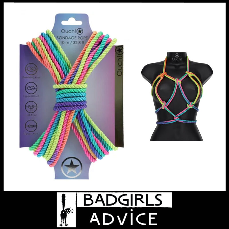 OUCH! | Bondage Rope 10 Metres 40% Polyester + 60% Cotton Multicolour 2 Pastel Rainbow