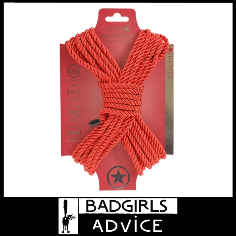 OUCH! | Bondage Rope Silky Smooth 10 Metres 40% Polyester + 60% Cotton Red