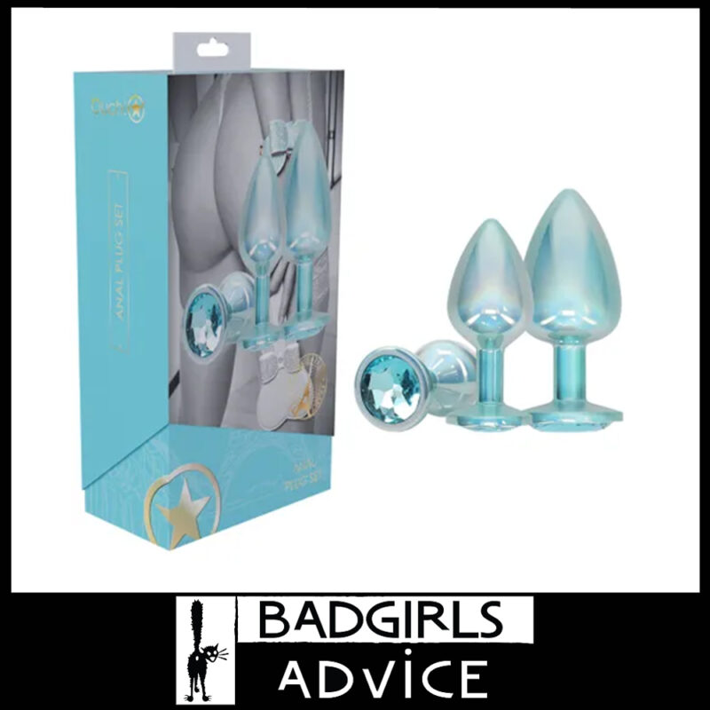 OUCH! | Anal Plug Set Paris Collection 7cm 8.2cm 9.5cm Aluminium Acrylic Gem Shimmer Blue
