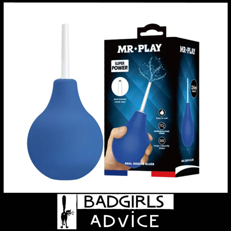 Mr Play | Anal Douche 224ml Medium Capacity Small Tip Bulb Squeeze Anal Enema Tool Blue