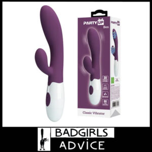 Party Up | Rabbit Vibrator Ben 30 Speeds Battery 19cm x 3.3cm Silicone Purple