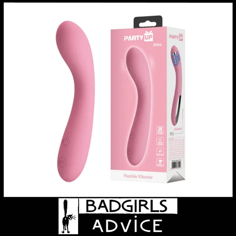 Party Up | Vibrator John Flexible Curved Usb 30 Speeds 16cm Waterproof Silicone - Pink