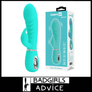 Party Up | Super Soft Silicone Rabbit Vibrator Edward 20cm 7 Speed Usb Teal Green