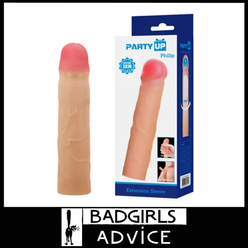 Party Up | Phillip 3" Penis Extender Sleeve Stretchy Tpr 13cm x 2.3cm Inner Beige