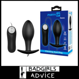 Party Up | Vibrator Battery Anal Plug Jason Corded 12 Speeds 8.5cm x 3.1cm Silicone Black