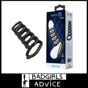 Party Up | Penis Sleeve Kim Cock Cage Silicone Stretchy 10cm 26mm to 37.5mm Inner Black