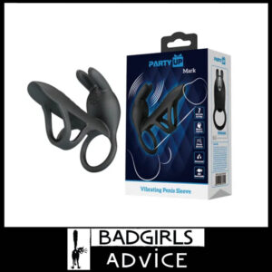 Party Up | Couples Vibrator Mark Rabbit Penis Sleeve Usb 10.5cm 40mm Ring Silicone Black