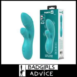 Party Up | Extreme Curve Rabbit Vibrator Usb 7 Speeds Squishy Silicone 16.2cm Dalida Teal Green