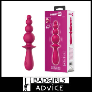 Party Up | Squishy Soft Silicone Anal Bead Vibrator Usb Evajane 7 Speed 17cm Pink