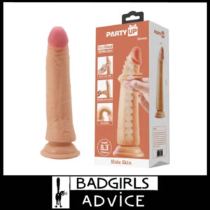 Party Up | Penis Sex Toy Steven Slide Skin Dong Flexi Spine Tpr 21cm Suction Cup Beige