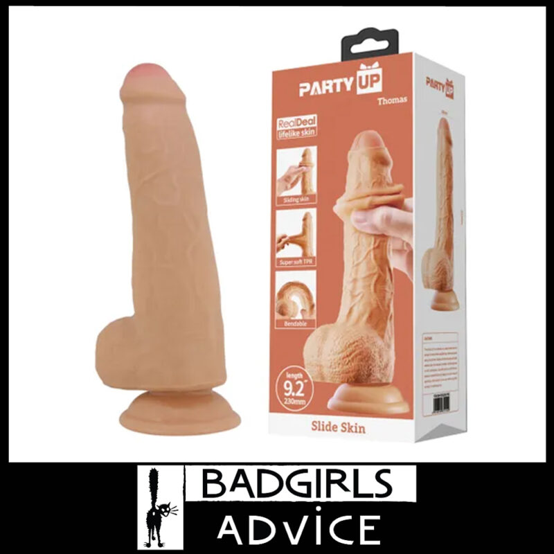 Party Up | Dildo Thomas Sliding Skin Ultra Realistic Penis Dong 23.3cm Tpr Flexible Core Beige