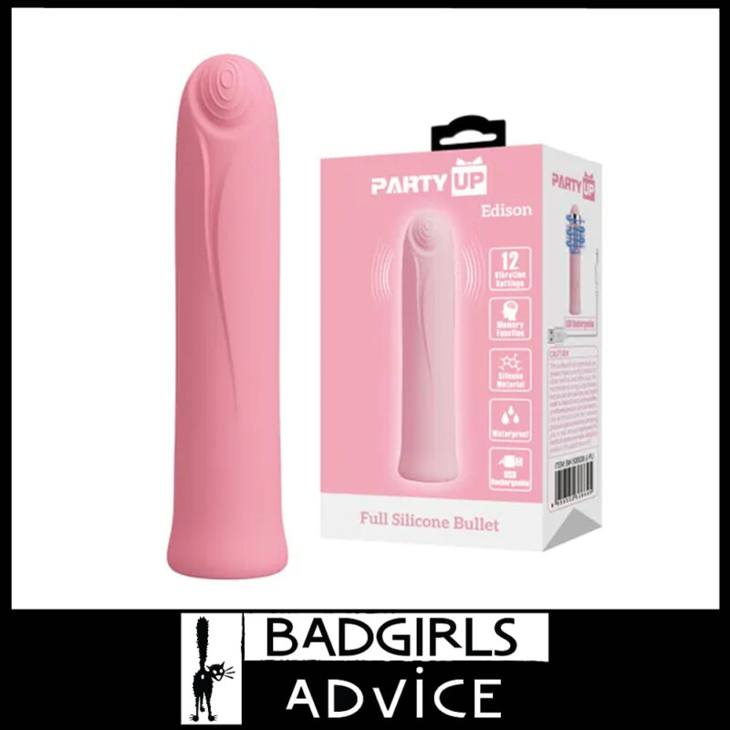 Party Up | Vibrator Edison Bullet Usb 12 Speeds Memory Function 10.3cm Silent - Pink