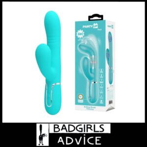 Party Up | Vibrator 7 Speeds Rabbit Paul Usb Rolling Beads 4 Nods 7 Thrusts Waterproof Silicone Teal Green