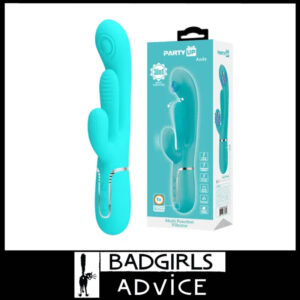 Party Up | Rabbit 7 Vibrator 4 Flick 7 Thumping Andy Multi Function Waterproof 22.2cm Teal