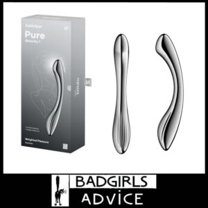 Satisfyer Pure Gravity 1 | Chrome Stainless Steel 22cm Curved Unisex 939g Probe Silver