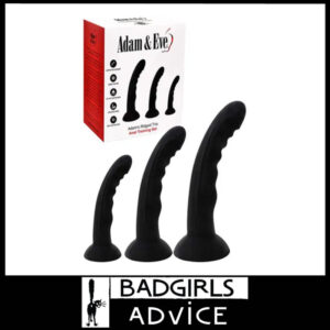 Adam & Eve | Pegging Dildos Adams Ridged Trio 3 Set 5 6 7" Insert Booty Trainer Silicone Black