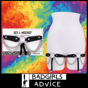 Sex & Mischief Chain Lace Garters Fits thighs 16'' - 24'' (40.6cm - 61cm) black