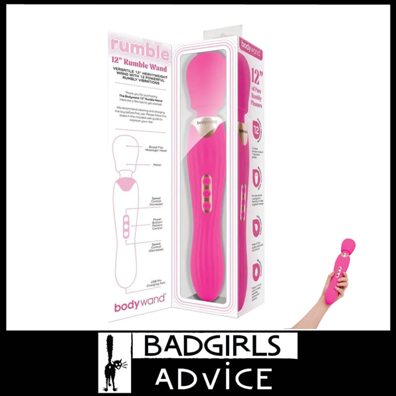 Bodywand Rumble Wand 12" Massager Wand sextoy Usb 12 Level Vibes Hot Pink