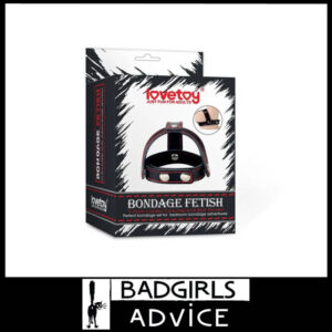 Bondage Fetish T-Style Leather Cock Ring with Ball Divider